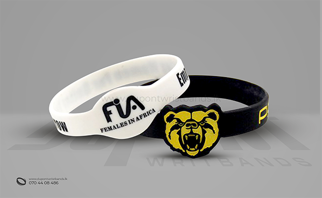 black and white figured & Debossed Silicone hand band design